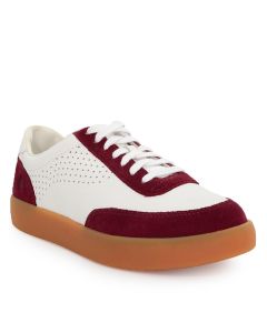 Hush Puppies Shoes Casual Wanita Charlie Laceup In White Maroon Suede 