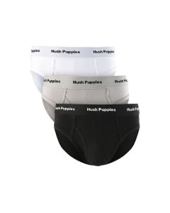 Hush Puppies Pakaian Underwear Pria Classic Knit Brief In Black/White 